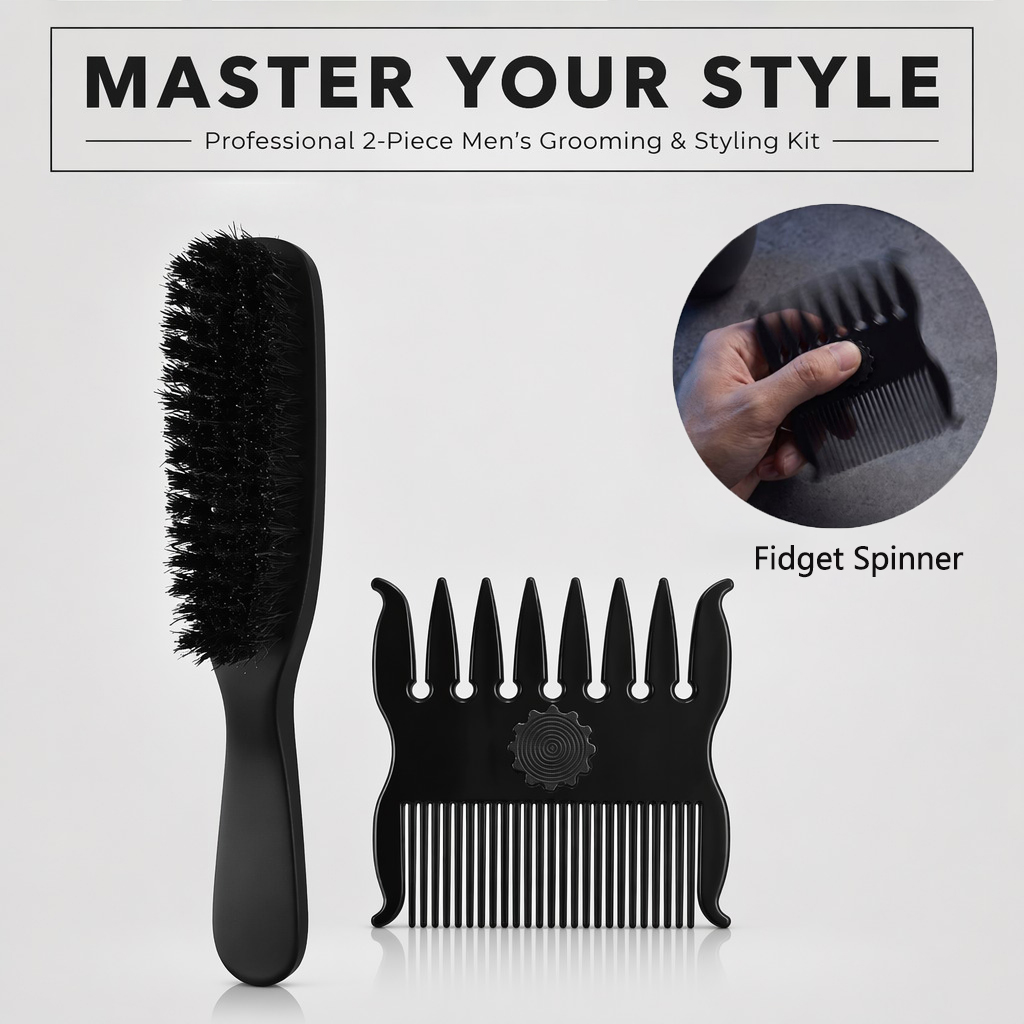 Men'S Grooming Hairstyles - Set di 1/2 pettini per acconciature